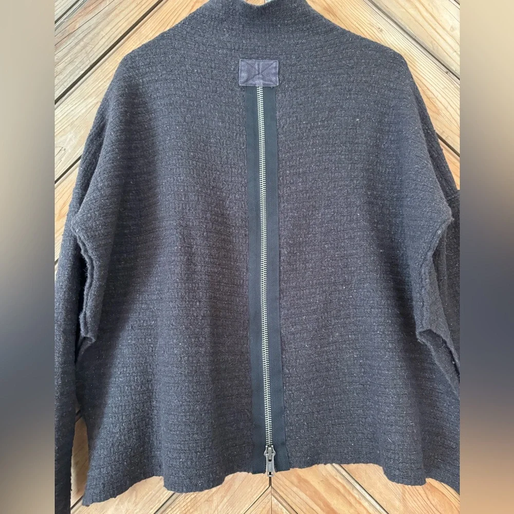 Free People Arctic Fox Sweater XS charcoal wool blend zipper oversized - Picture 7 of 14